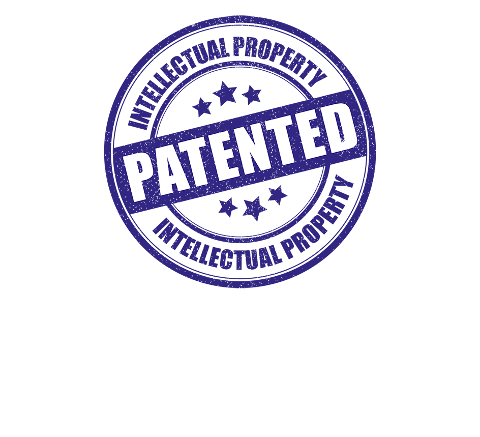 Патент на логотип. Патент печать. Патент штамп. Синяя печать. Значок Patented.